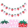 Abaodam 2 Sets Strawberry Banner Garland Felt Fabric Berry Banner Pennant Buntings for Baby Shower Strawberry Birthday Party Decorations Hawaiian Decor
