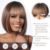 Allbell Bob Wigs for Black Women Short Brown Bob Wig with Blonde Bangs Highlights Natural Looking Synthetic Wig for Daily Use