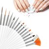MultiValue 15 pcs Nail Paint Brushes Set, Nail Art Brushes for Gel Polish with Rhinestone Picker, Nail Detailing Brush Makeup Brushes Set for Cleaning Fingernails Dotting Painting Line (White)
