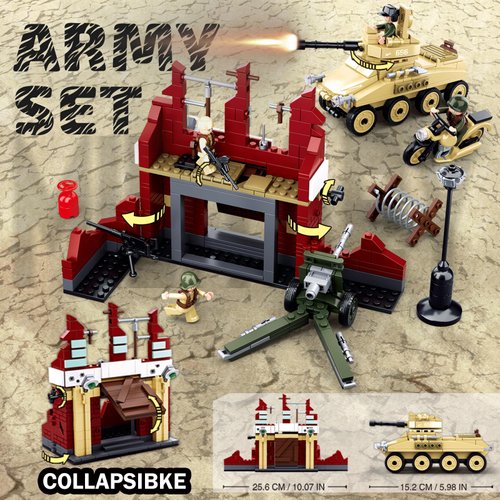 Sluban WW2 Series, Military Building Set Army Toy, Scale Model Kit, with 4 Military Soldier Minifigures, Tank, Motorcycle, Ideal Gifts for Boys Aged, Compatible with Lego Military Set, 479 PCS