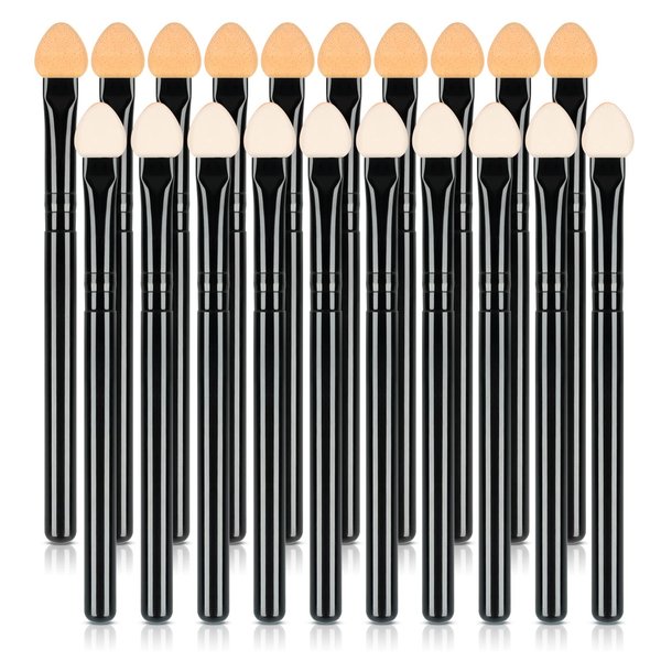 UorPoto Foam Eyeshadow Applicators Double Sided Sponge Tip Reusable，20Pcs Professional Organic Long Handle Washable Makeup Eye Shadow Brush Set