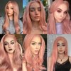 V'NICE Rose Gold Lace Front Wig 13×2.5 Long Straight Pink Synthetic Glueless Heat Resistant Fiber Synthetic Lace Front Wigs for Fashion Women Natural Hair Line