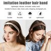Womens Braided Headband | Leather Headbands for Women | 3-Pcs Set | Elastic PU Leather - Ideal for Daily Wear | Braided Design - Fashion Headbands for Girls | Hair Bands Suitable for Women and Girls
