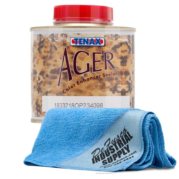 Tenax AGER Color Enhancing Granite Sealer, Marble Sealer, & Stone Sealer - 1/4 Liter - 16x16 Microfiber Cloth - Bundle - 2 Items