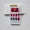 Halloween Press on Nails Medium Almond - Pink Black French Fake Nails Pink False Nails Press ons With Ghost Bat Spider Web Design Full Cover Acrylic Nail Tips Glue on Nails for Women Girl 24Pcs