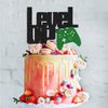 Level Up Cake Topper Black and Green Glittery Video Game Party Cake Decor Video Game Controller/Game Fans/Gamer/Gaming Themed Kids Boys Happy Birthday Party Cake Supplies Decorations