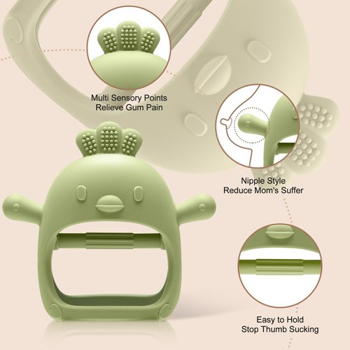 2 Pack Baby Teething Toys for 0-6 6-12 Months, Never Drop Infant Teether Teething Mitten Toys for 3 6 9 12 Months, Newborn Soothing Teething Toy Gifts for 1 One Year Old Baby Boys Girls