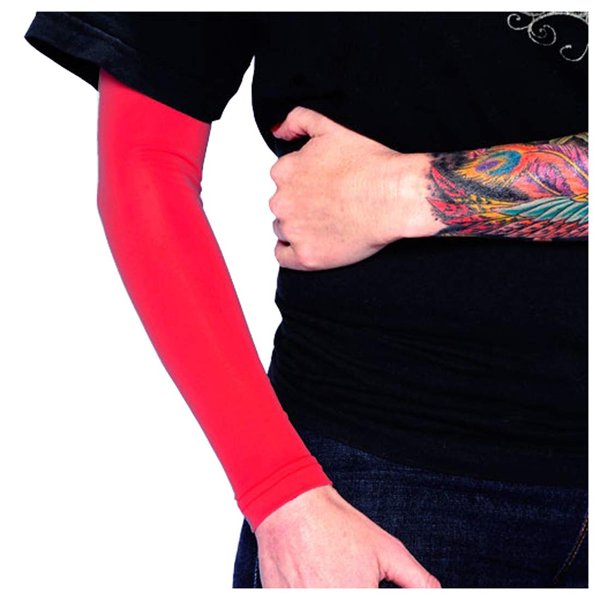 Tat2X Ink Armor Premium Full Arm Tattoo Cover Up Sleeve - No Slip Gripper - U.S. Made - Red - ML (one sleeve)