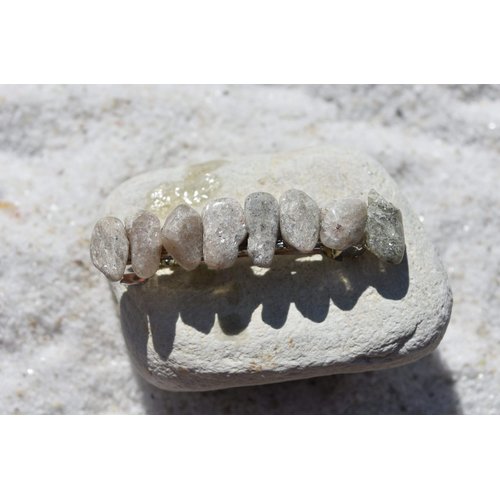 White Aventurine Stone French Barrette Hair Clip