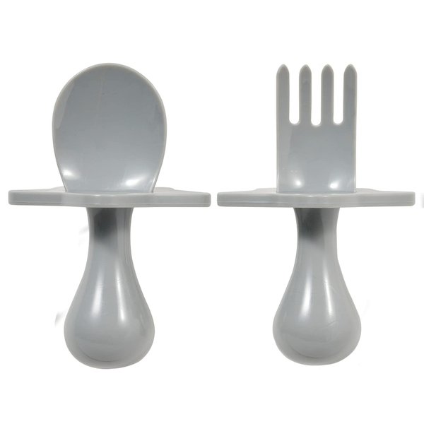Nooli Baby Utensils Baby Feeding Baby Forks Baby Spoon Baby Feeding Supplies, BPA Phthalates-Free, Dishwasher and Sterilizer Safe, Gray