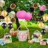 Black Gold Birthday Party Decorations Kit - Happy Birthday Banner, Spiral Charm，Paper Flower Ball, Latex Balloon and Confetti Balloons for Girls Boys Birthday Party Supplies