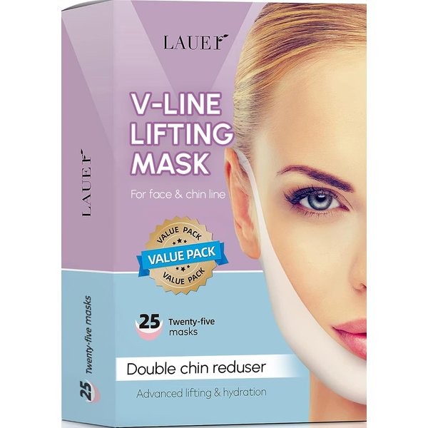 V Shaped Contouring Face Mask Line Shaping Lifting Belt Neck Reduction Jawline Lift Tape Enhancer Face Patch Firming Tightening Skin Chin Up Sculpting Collagen Mask Hyaluronic Acid Aloe Vera 25pcs