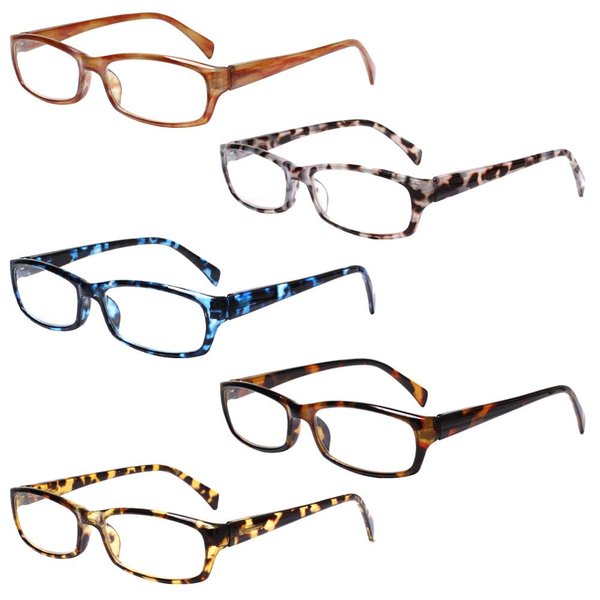 Henotin 5-Pack Reading Glasses Blue Light Blocking Anti Eyestrain Computer Reading Glasses for Women and Men Readers (5 Pack Mix Color, 2.50)