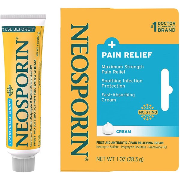 Neosporin + Pain Relief Cream Maximum Strength 1 Ounce (Pack of 2)