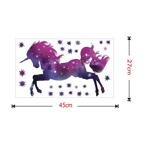 QISHENG Unicorn Wall Decals,Unicorn Wall Sticker Decor Birthday Christmas Gifts for Boys Girls Kids Bedroom Decor Nursery Room Home Decor (Purple Unicorn, 45cmX27cm(17.7''X10.6''))
