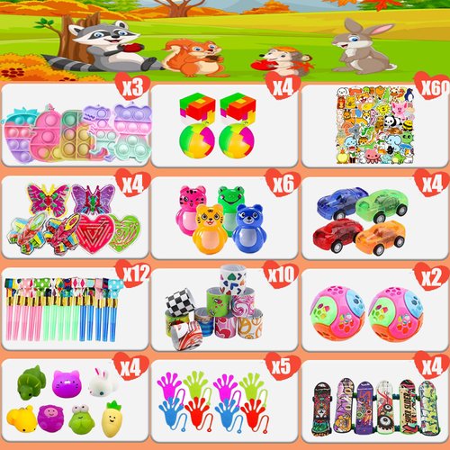 118 Pcs Party Favors for Kids, Pop Fidget Treasure Box Toys for Classroom, Prizes for Kids Classroom, Goodie Bag Stuffers, Pinata Stuffers Filler, Carnival Prizes Birthday Return Gifts for Kids 4-8-12
