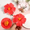 2pcs Flower Hair Clip, Red Hawaiian Flower Hair Clip Beach Party Hair Clip Bohemian Flower Hair Accessories for Women Girls Dancer Bride Wedding Beach Party