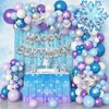 116Pcs Froozen Balloon Garland Arch Kit, Snowflake Blue Purple Confetti Balloons Fringe Curtain for Winter Wonderland Christmas Baby Shower Snow Princess Froozen Birthday Party Supplies Decorations