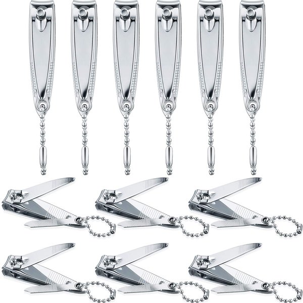 Stainless Nail Clippers Set Fingernail Clippers and Toenail Clippers Nail Cutter Tool Set for Kids, Men, Women (12 Pieces, Fingernail Clipper Set)