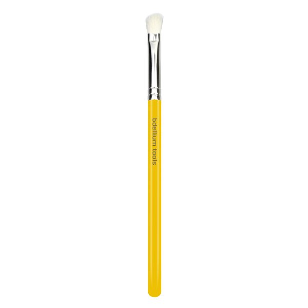 Bdellium Tools Professional Makeup Brush - Studio Series 765 Small Angled Shader - With Mix of Soft Natural and Synthetic Fibers, For Natural and Even Eyeshadow Blending (Yellow, 1pc)