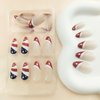 4th of July Nails Medium Press on Nails Almond Fake Nails with American Flag Star Patriotic Cute Acrylic Nails Red French Tips Glue on Nails Independence Day Nails Press ons for Women 24 Pcs