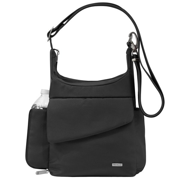 Travelon Anti-Theft Classic Messenger Bag, Black, 9" x 12.5" x 3.5" Center Height:9.5"