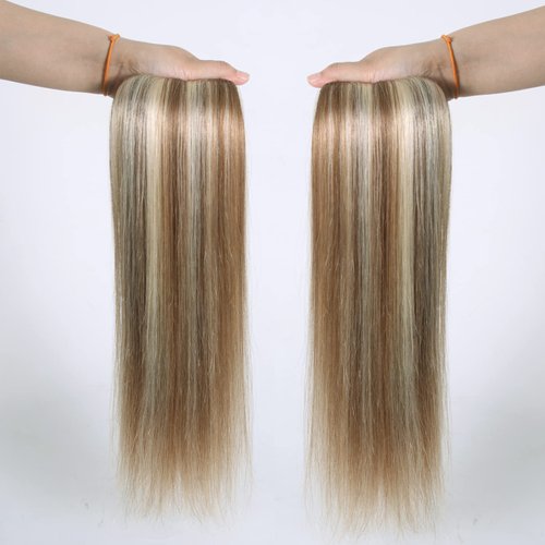 Ugrace Hair Blonde Ponytail Extension Human Hair Ponytail For Women Clip In Ponytail Hair Extensions Wrap Around Long Ponytail Remy Straight One Piece Hairpiece Hair(22 inch, Highlight P10/613)