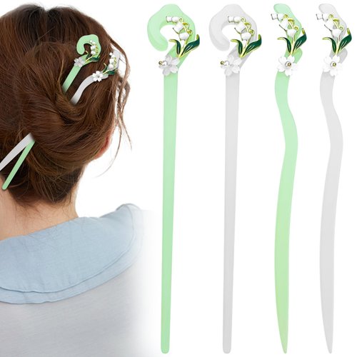 4 Pcs Japanese Chinese Hair Sticks Flower Hair Chopsticks Vintage Hanfu Pins Headdress Classic Hair Fork for Long Hair Women