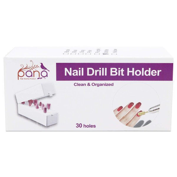 PANA Nail Drill Bit Holder Stand Display Organizer- Dust Proof Storage Container Box Case Tools for Home Use or Nail Salon - (30 Holes, White)