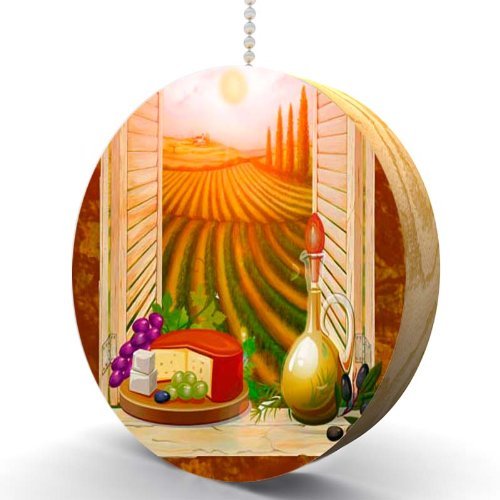 Tuscan Sunset with Olive Oil Hardwood Oak Fan/Light Pull