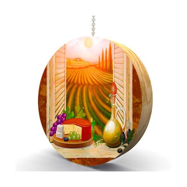 Tuscan Sunset with Olive Oil Hardwood Oak Fan/Light Pull
