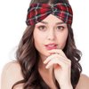 Woration Headbands for Women, Red Plaid Hairband Girls Wide Hand Band Sports Yoga Headscarves Twisted Knotted Headwrap Elastic Headwear Head Wrap