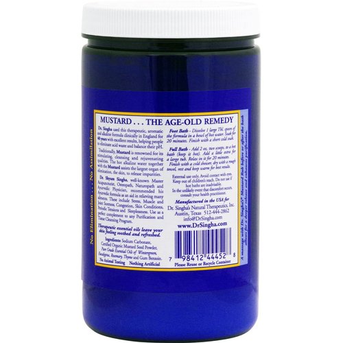 Dr. Singha's Mustard Bath Salts, Therapeutic Bath Detox, 28 Ounce - Relaxing Bath Soak for Sore Muscles, Restless Nights, Aches, Stress & Tension