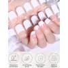 Wahrshei Semi Cured Gel Nail Strips | 20pcs French Glitter Gel Nail Stickers UV | Semi Cured Gel Nail Wraps for Home Nails DIY