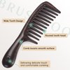 O BRUSHZOO Wood Hair Comb for Women Men, Wide Tooth Comb for Curly Thick Long Wet Dry Hair Massage Detangle, Wooden Hair Care Comb for Massages Scalp & Hair growth