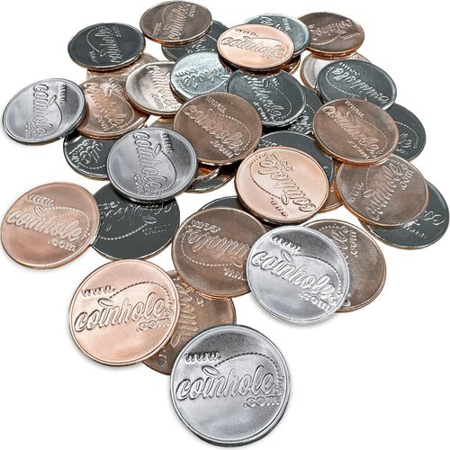 Coinhole Replacement Coins 40 Piece Combo Pack | 10 Sets of 4 Pack Metal Coin for Tabletop Board Game | Play Accessory Coins for Bouncing