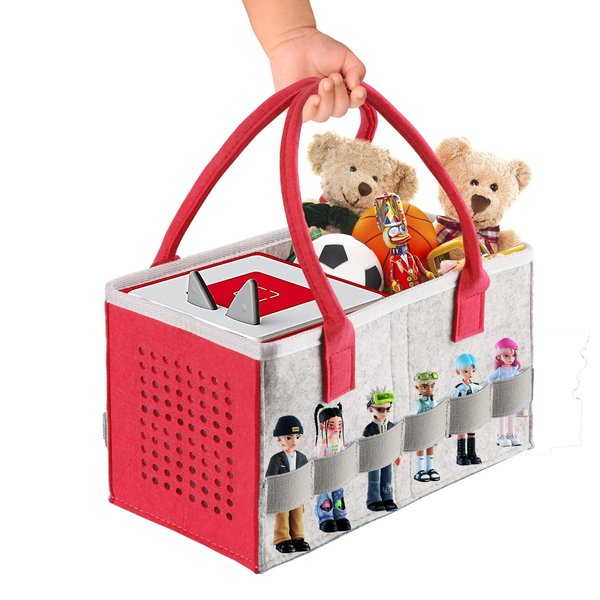ThxYour Carry Bag for Toniebox Audio Player Starter Set, Storage Bag for Tonies Figurine, Folding Bag for Kids Toniebox Accessories Travel Carrying Bag (Red)