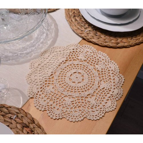 SouthMage 4 Hand Crochet Round Lace Doilies 12 inches For Table Placemats