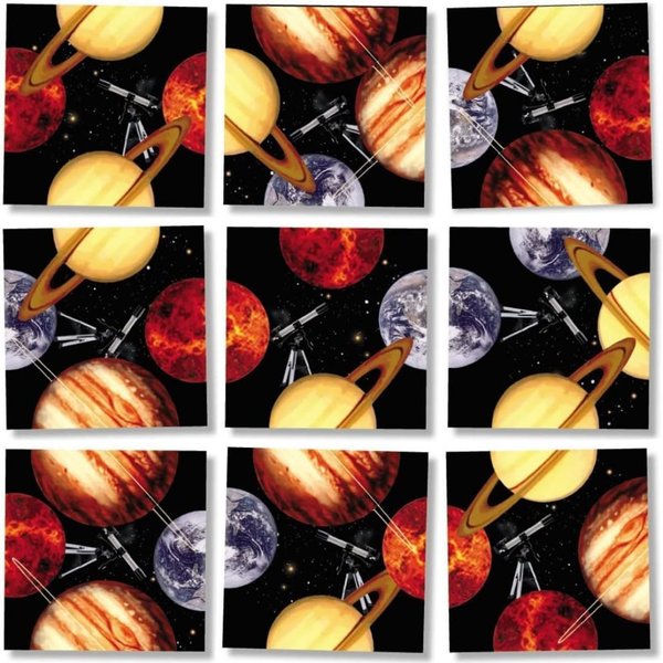 Scramble Squares Planets 9 Piece Puzzle - Challenging Brain Teaser - 161 Unique Art Styles for All Ages - Enhance Cognitive Skills - Engaging Trivia Quiz Included - Compact Design - Ages 4+