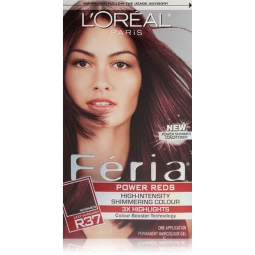 L'Oreal Paris Feria Multi-Faceted Shimmering Permanent Hair Color, R37 Blowout Burgundy (Deep Burgundy), Pack of 1, Hair Dye