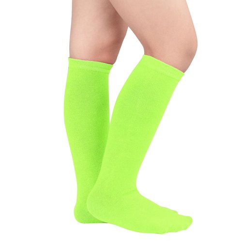 Girls Baseball Softball Soccer Socks for Toddler Girls Knee High Socks 1 Pack Solid Neon Green