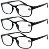 Rongchy 3 PRS +1.00 to +4.00 Classic Style Bifocals Reading Glasses Mens Womens Office Readers (Black, 3.50)