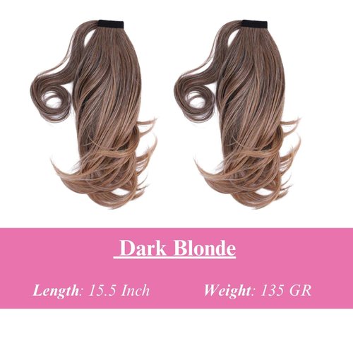 JUVABUN Curly Magic Ponytail Hair Extensions 15.5'-Dark Blonde|Synthetic Hair Extensions |Washeble And Realistic | Hair Extensions Ponytail | 15.5' -Dark Blonde
