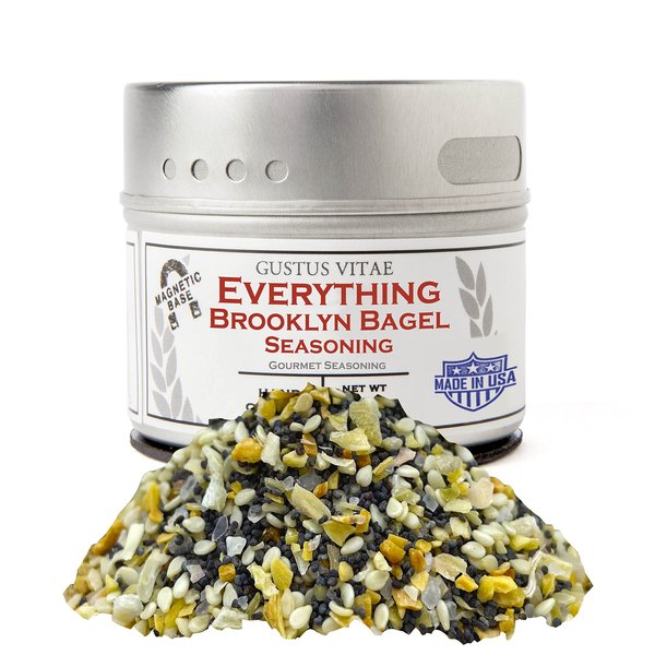 Everything Bagel Seasoning | Gourmet Spice Mix | Artisanal Seasoning | Non GMO, Made in USA | 1.9 oz | All Natural | Small Batch | Magnetic Tin | Gustus Vitae