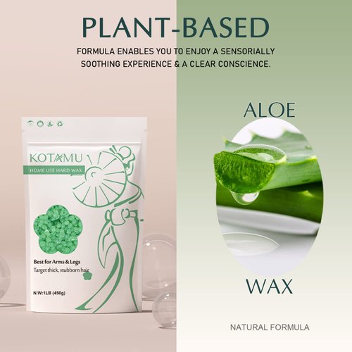 Wax Beads, KOTAMU 450G Aloe Hair Removal Hard Wax Beads For Thick, Stubborn Body Hair, Leg Waxing