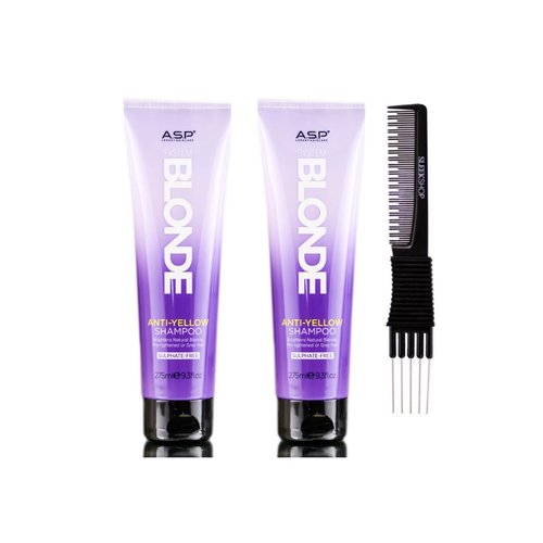 yper Affinage System Blonde Anti-Yellow Shampoo (9.3 oz) with Teasing Comb Pack 2