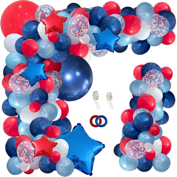 Julliz 142pcs Red White and Blue Balloon Arch Garland Kit, Navy Blue for Blue 2024 Graduation Decorations July 4th Birthday Baseball Nautical Theme Party Flag Party Election Party