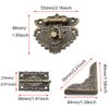 SDTC Tech Antique Engraved Latch Hasp Hinges and Box Corner Protectors Hardware Kit for Jewelry Box Decoration and Repair