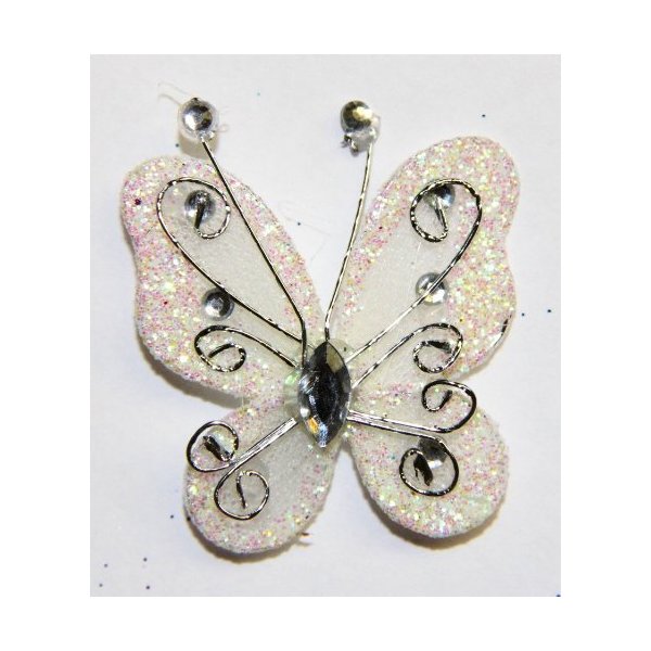 Gift Square 2" Organza Butterfly Clip Wedding Favor 20 Pack - Ivory