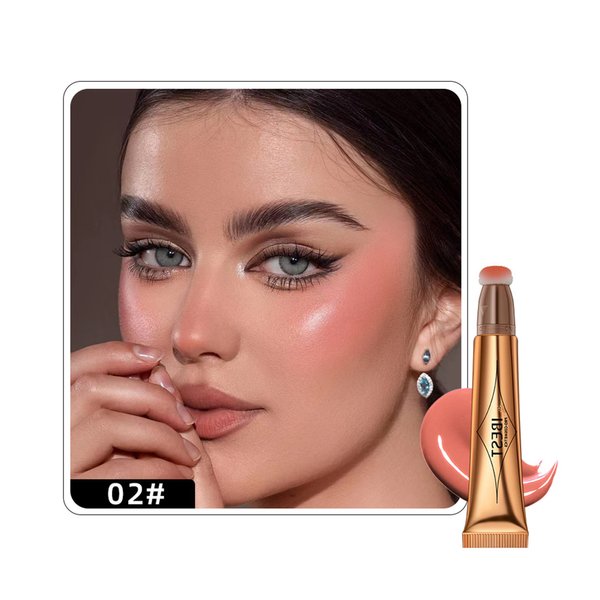 MAEPEOR Liquid Blush Stick Pink Cream Liquid Blush Wand Smooth and Lightweight Blendable Liquid Blush Stick With Cushion Applicator (2# Cream Pink)